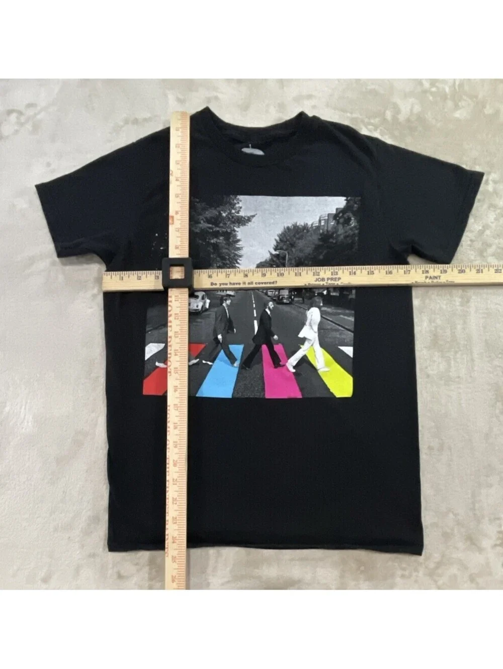 The Beatles Abbey Road Graphic T Shirt Black Crew Neck Casual Music Mens Small